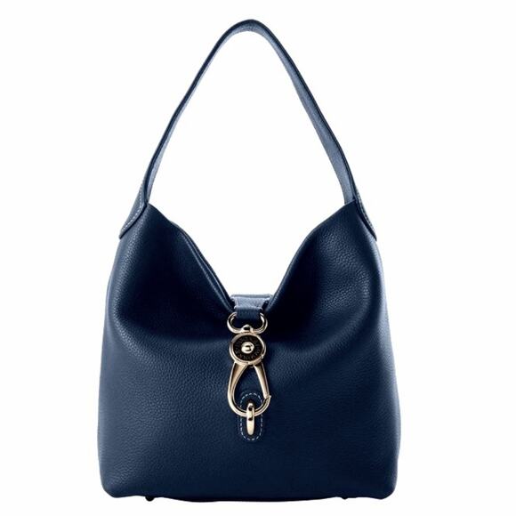 Dooney & Bourke Pebble Grain Logo Lock Sac in Navy - Picture 1 of 16